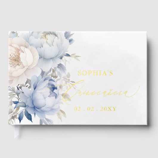 Aquarelle bleu Dusty Floral Quinceañera (Recto)