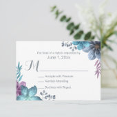 Aquarelle bleu Dusty Mariage floral RSVP (Debout devant)