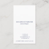 Aquarelle Bleu Élégant Carte de visite propre (Dos)