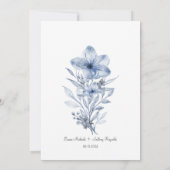 Aquarelle Bleu Élégant Faire-part de mariage Flora (Dos)