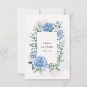 Aquarelle Bleu Élégant Faire-part de mariage Flora (Dos)