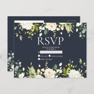 Aquarelle bleu et blanc Floral Drop Pas de menu RS