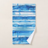 Aquarelle Bleu et Blanc rayé (Serviette à main)