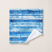 Aquarelle Bleu et Blanc rayé (Gant de toilette)
