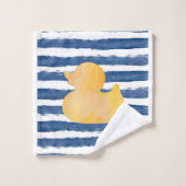 Aquarelle bleu et jaune pour canard (Gant de toilette)