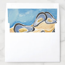 Aquarelle bleu et jaune tropicale Plage de moules