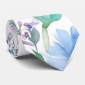 Aquarelle bleu et lavande cravate florale (Roulé)