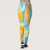 Aquarelle bleu et or Aqua Leggings (Dos)