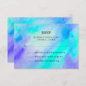 Aquarelle bleu et turquoise RSVP (Devant / Derrière)