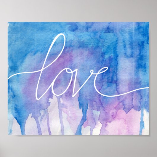 Aquarelle bleu et violet - Amour | Poster (Devant)