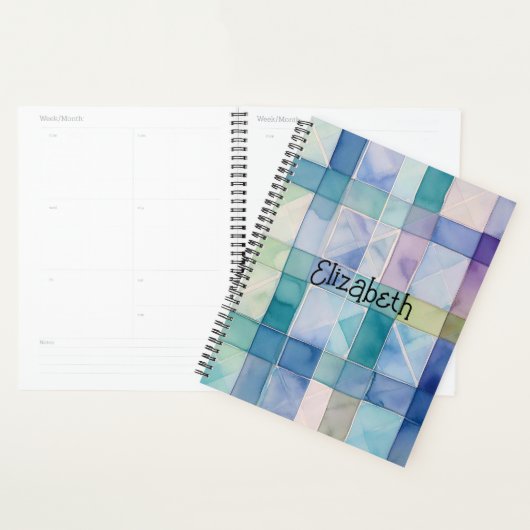 Aquarelle bleu et violet plaid (Devant avec enveloppe)