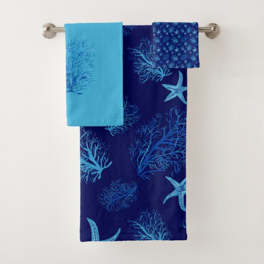 Aquarelle bleu étoile de mer-corail turquoise (En situation)