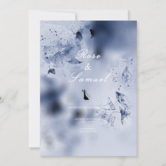 Aquarelle Bleu Faire-part de mariage esthétique