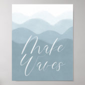 Aquarelle bleu fait des vagues poster (Devant)