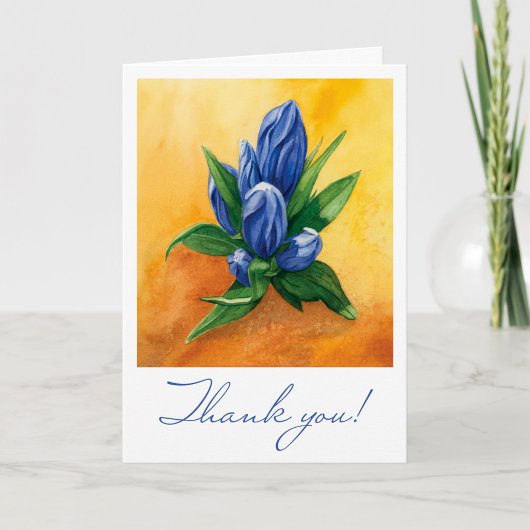Aquarelle Bleu Fleur - Carte de remerciements plié
