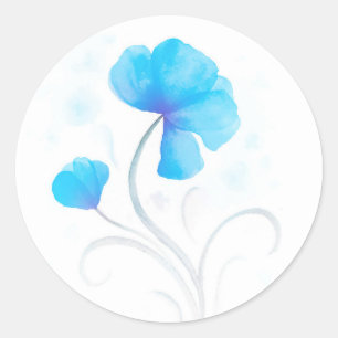 Aquarelle bleu fleur sceau mariage / autocollant