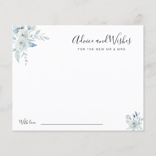 aquarelle bleu fleurs conseils et carte de voeux (Devant)