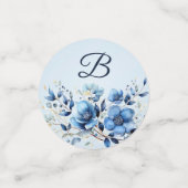 Aquarelle bleu Fleurs Table Confetti (Petit recto)