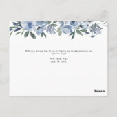 aquarelle bleu floral voulez-vous être carte de fe (Dos)