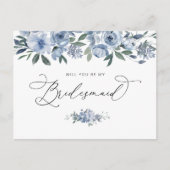 aquarelle bleu floral voulez-vous être carte de fe (Devant)