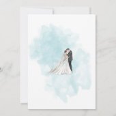 Aquarelle bleu flore élégante invitation de mariag (Dos)