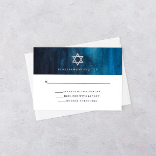 Aquarelle bleu foncé Barre d'aspect Mitzvah RSVP