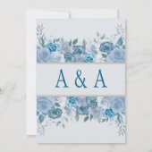 Aquarelle bleu foncé Faire-part de mariage florale (Dos)