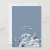 Aquarelle bleu foncé Faire-part de mariage florale (Dos)