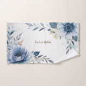 Aquarelle bleu foncé Fleurs Argent Élégant (Serviette à main)