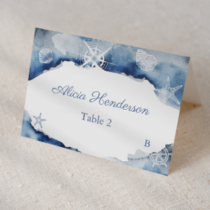Aquarelle bleu foncé Ocean Baby shower Carte Place