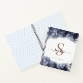 Aquarelle bleu foncé or Monogramme Carnet de scrip (Intérieur)
