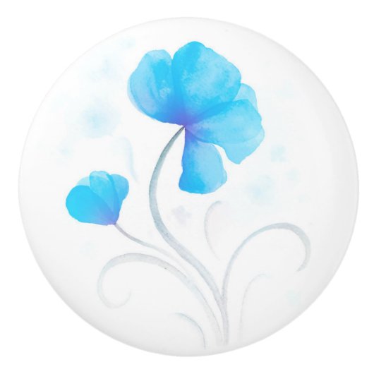 Aquarelle bleu gris fleur sauvage poignée (Devant)