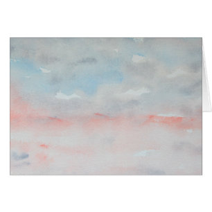 Aquarelle bleu gris rose impressionniste Paysage