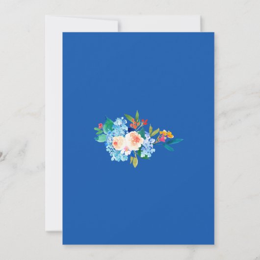 Aquarelle bleu Hydrangea Faire-part de mariage (Dos)