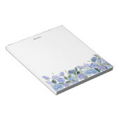 Aquarelle Bleu Hydrangée Personnalisée Bloc-notes (Incliné)