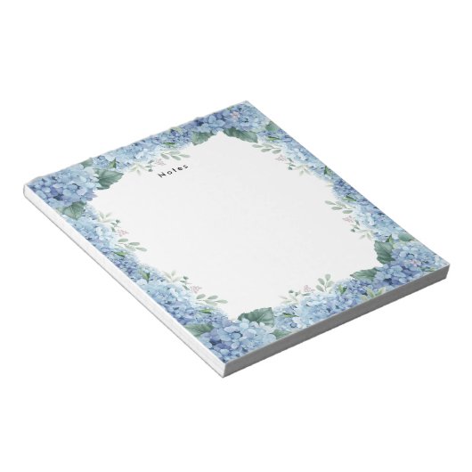 Aquarelle Bleu Hydrangée Personnalisée Bloc-notes (Incliné)