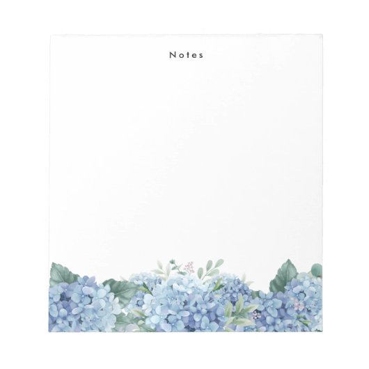 Aquarelle Bleu Hydrangée Personnalisée Bloc-notes (Devant)