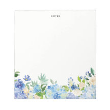 Aquarelle Bleu Hydrangée Personnalisée Bloc-notes