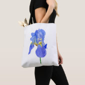 Aquarelle bleu Iris Sac fourre-tout Fleur (De près)