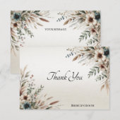 Aquarelle bleu ivoire Carte de remerciements (Devant / Derrière)