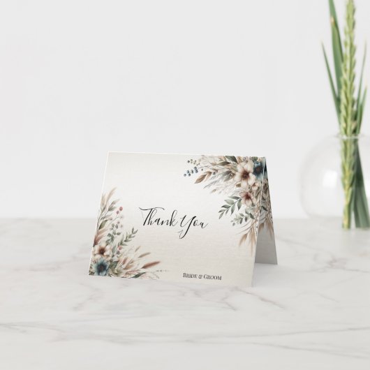 Aquarelle bleu ivoire Carte de remerciements (Devant)