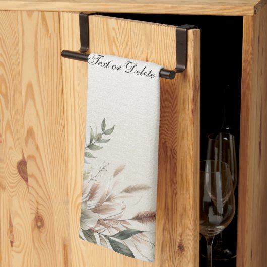 Aquarelle bleu ivoire Fleurs de cuisine Serviettes (Pliage en tiers)