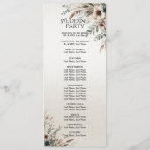 Aquarelle bleu ivoire Fleurs de mariage Programme (Dos)