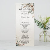 Aquarelle bleu ivoire Fleurs de mariage Programme (Debout devant)