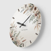 Aquarelle bleu ivoire Fleurs murales Horloge (Angle)