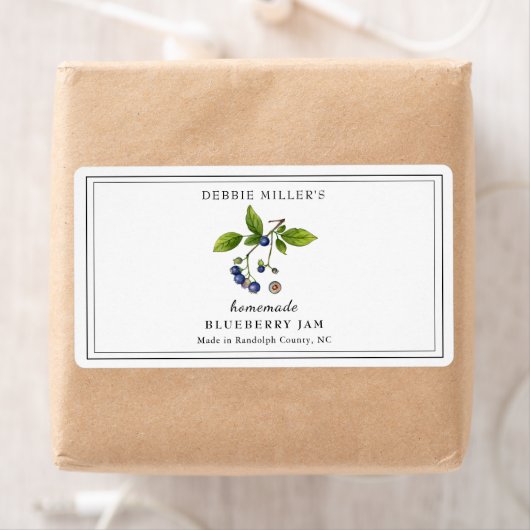 Aquarelle Bleu Jam Étiquette rectangulaire (En situation)