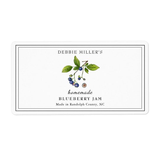 Aquarelle Bleu Jam Étiquette rectangulaire (Devant)