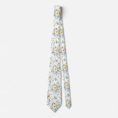 Aquarelle bleu jaune Floral Cravate Necktie (Devant)