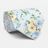 Aquarelle bleu jaune Floral Cravate Necktie (Roulé)