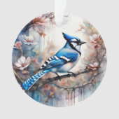 Aquarelle bleu Jay Cherry Blossoms (devant)